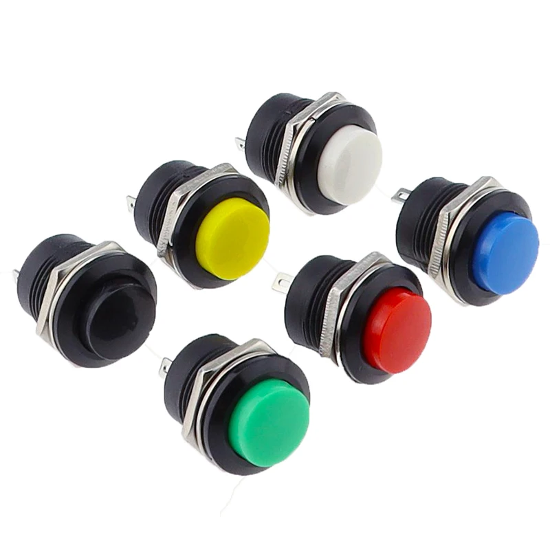 

10/50pcs Momentary Push Button Switch 16mm Momentary 6A/125VAC 3A/250VAC Round Switches R13-507