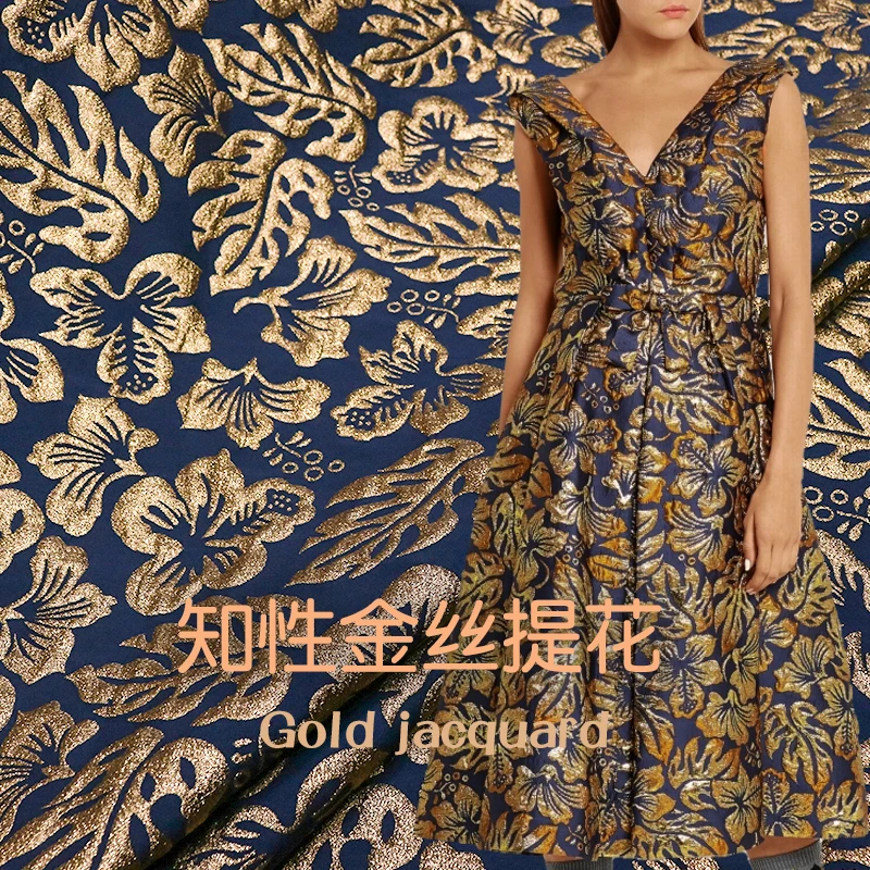 

Жаккардовая ткань с золотой проволокой, винтажное Цветочное платье, ветровка, одежда на весну, осень, зиму, брендовая дизайнерская Ткань для...