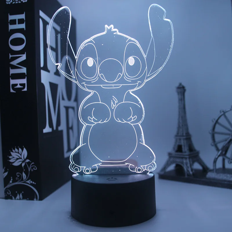 

Disney Anime Lilo & Stitch 3d Night Light 7/16 Color Bedside Remote Control Touch Led Light Children's Toy Birthday Gift