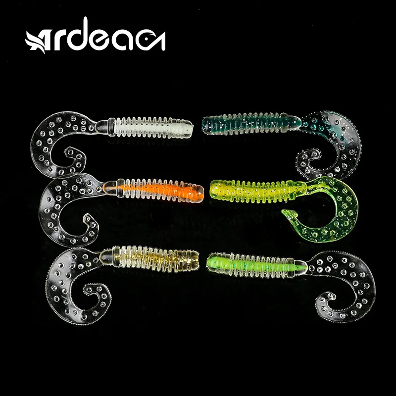 

ARDEA Silicone Grub Soft Bait 10pcs 73mm/3.3g Artificial Worm Fishing Lure Wobblers Jig Plastic Spiral Tail Bass Tackle