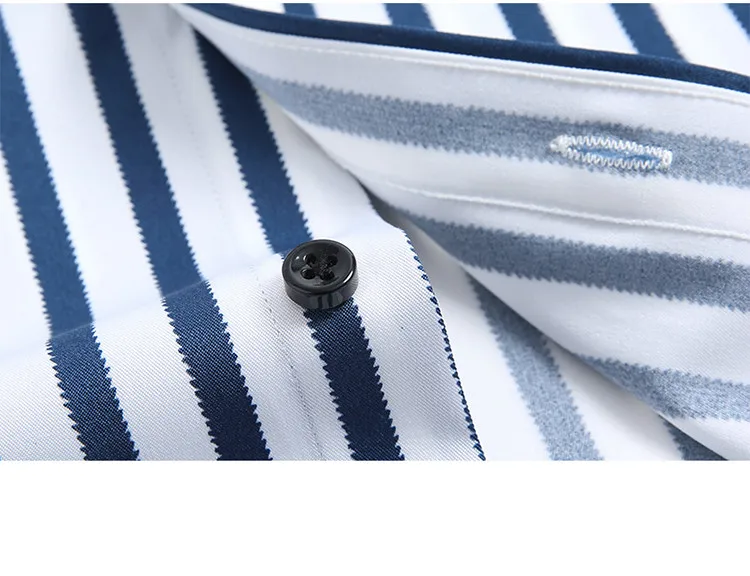 Spring Autumn Wide Stripe Shirts for Men Clothing Elastic Long Sleeve Shirt Business Casual Wrinkle Resistant Smooth Mens Shirts