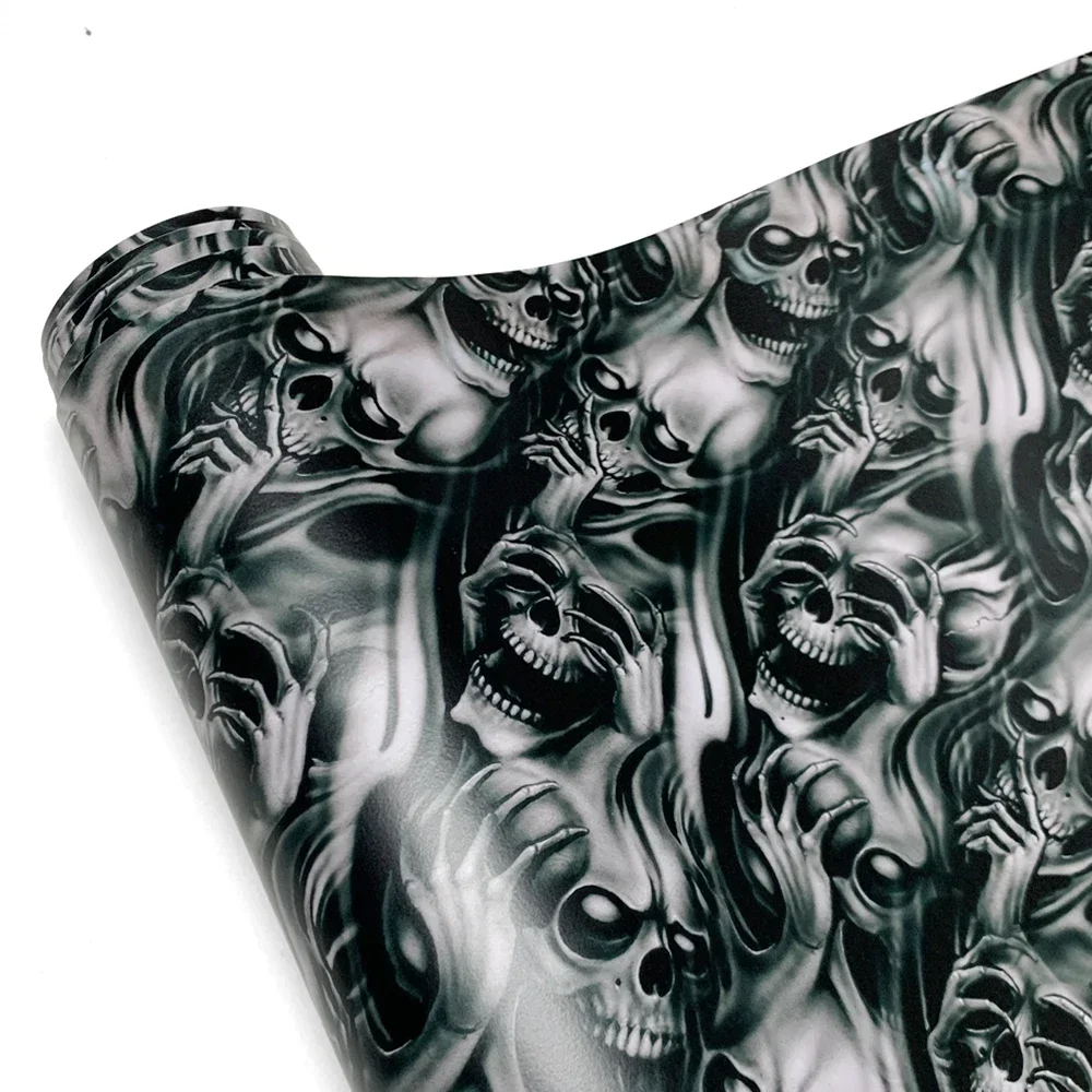 

Автомобильная наклейка с черепом и мультяшным принтом, камуфляжная пленка для кузова автомобиля, клейкая виниловая наклейка для мотоцикла, водостойкая виниловая пленка для автомобильных аксессуаров