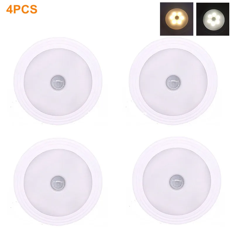 

4PCS 6 LEDs Infrared PIR Motion Sensor Night Light Wardrobe Closet Lamp Wireless Motion Sensor Night Lamp Under Cabinet Light