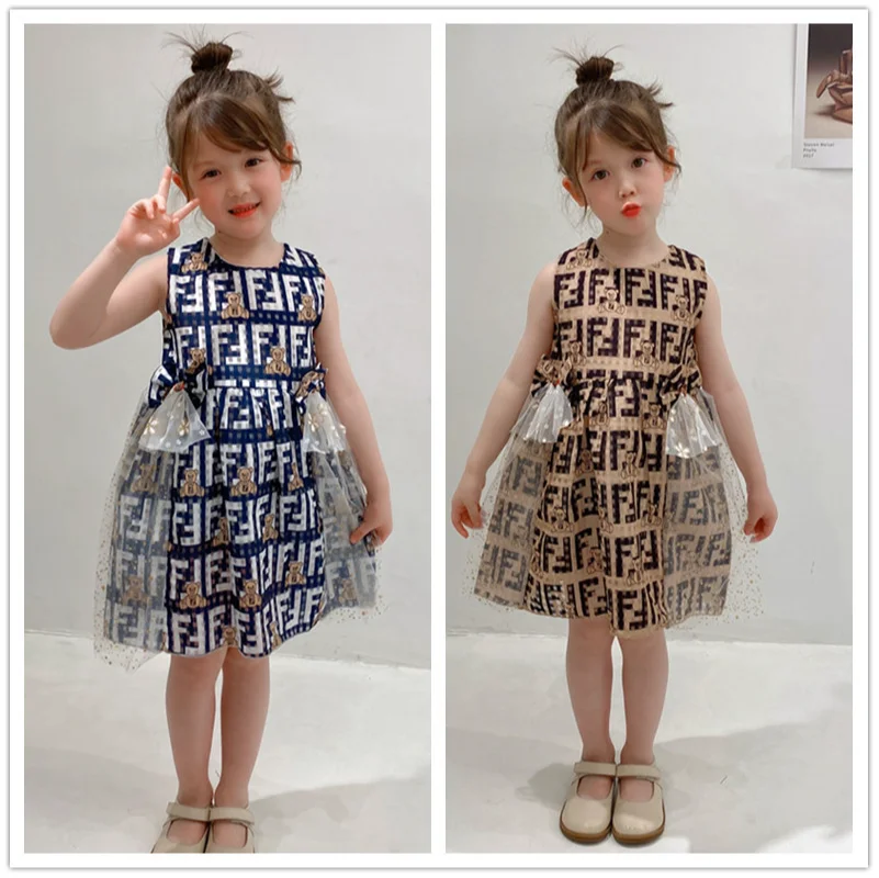 

Children's Dress Children's Skirt 2022 Summer New Girls Sleeveless Dress Children's Baby Mesh Foreign Style Vest Skirt notes: