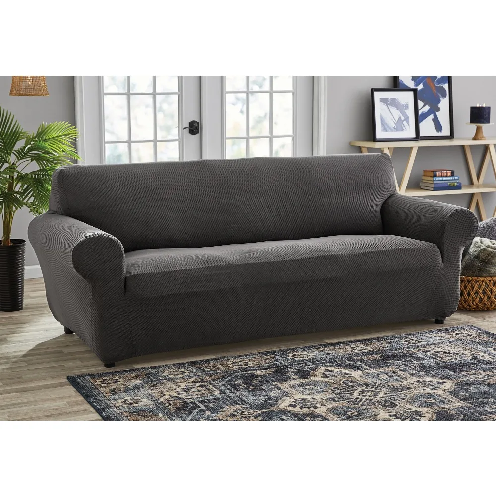 

Living room sofa pixel stretch fabric cover, grey, 1 piece set