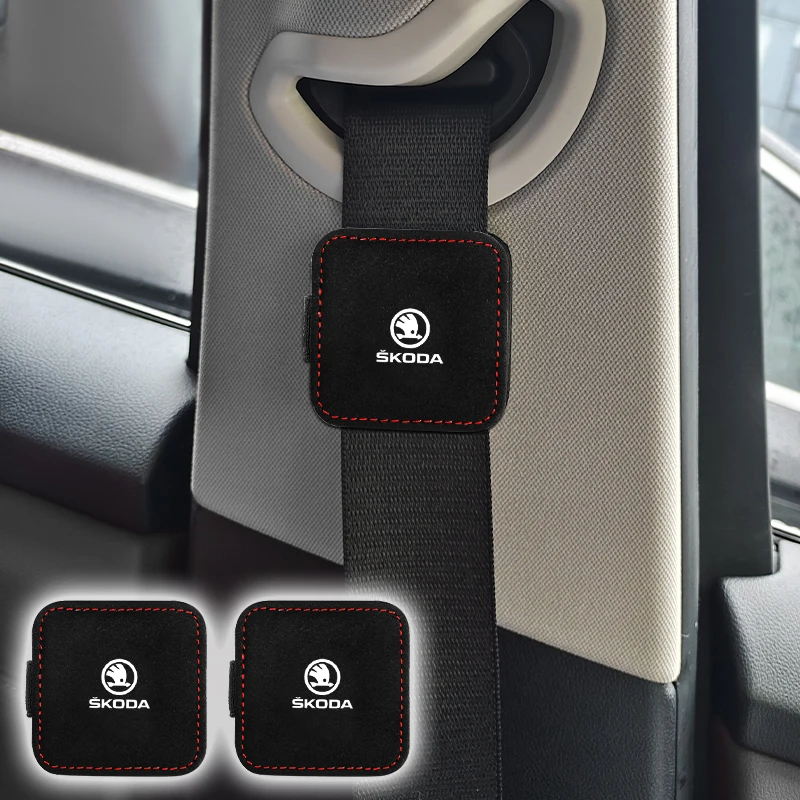 

Car Seat Belt Clip Magnetic Safety Fixed Limiter PU Seat Belt Fixed Limit Card Clip Accessories For Skoda Octavia Rapid Fabia