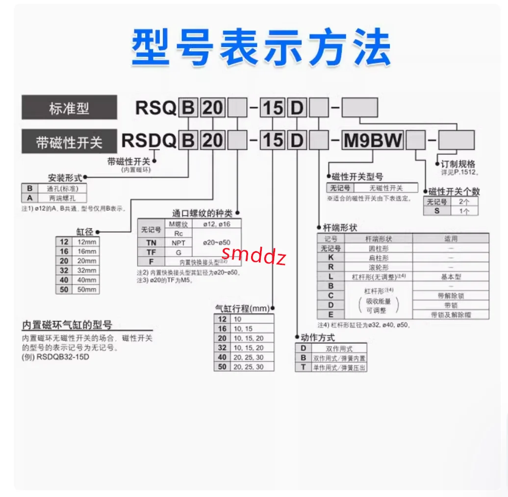 1 шт./SMC цилиндр остановки типа: RSDQA32-10DL RSDQA32-10DB RSDQA32-10DC RSDQA32-10DD