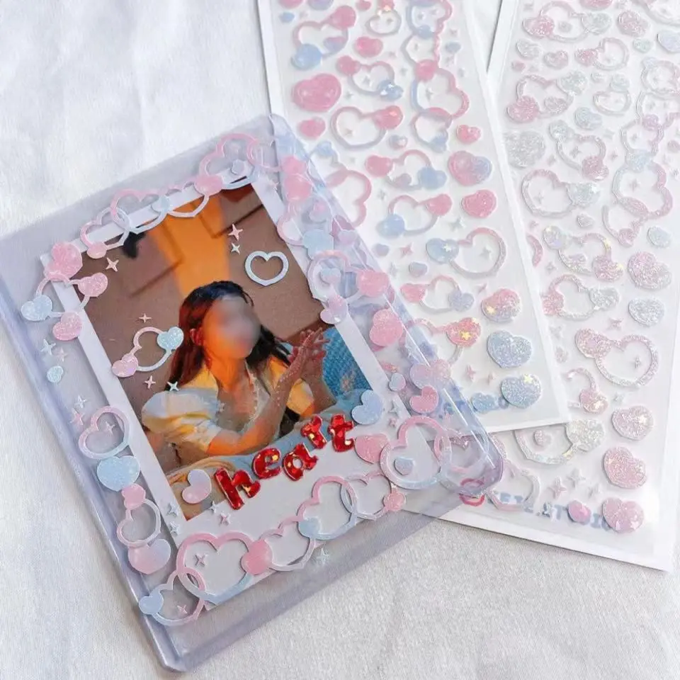 Корейская наклейка с надписью Love Hollowed Out лазерная голографическая скрапбукинг