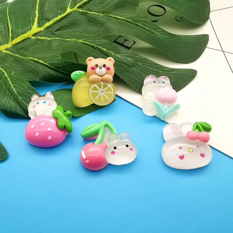 10 шт. кавайный мультяшный прозрачный кролик из смолы для самостоятельной сборки