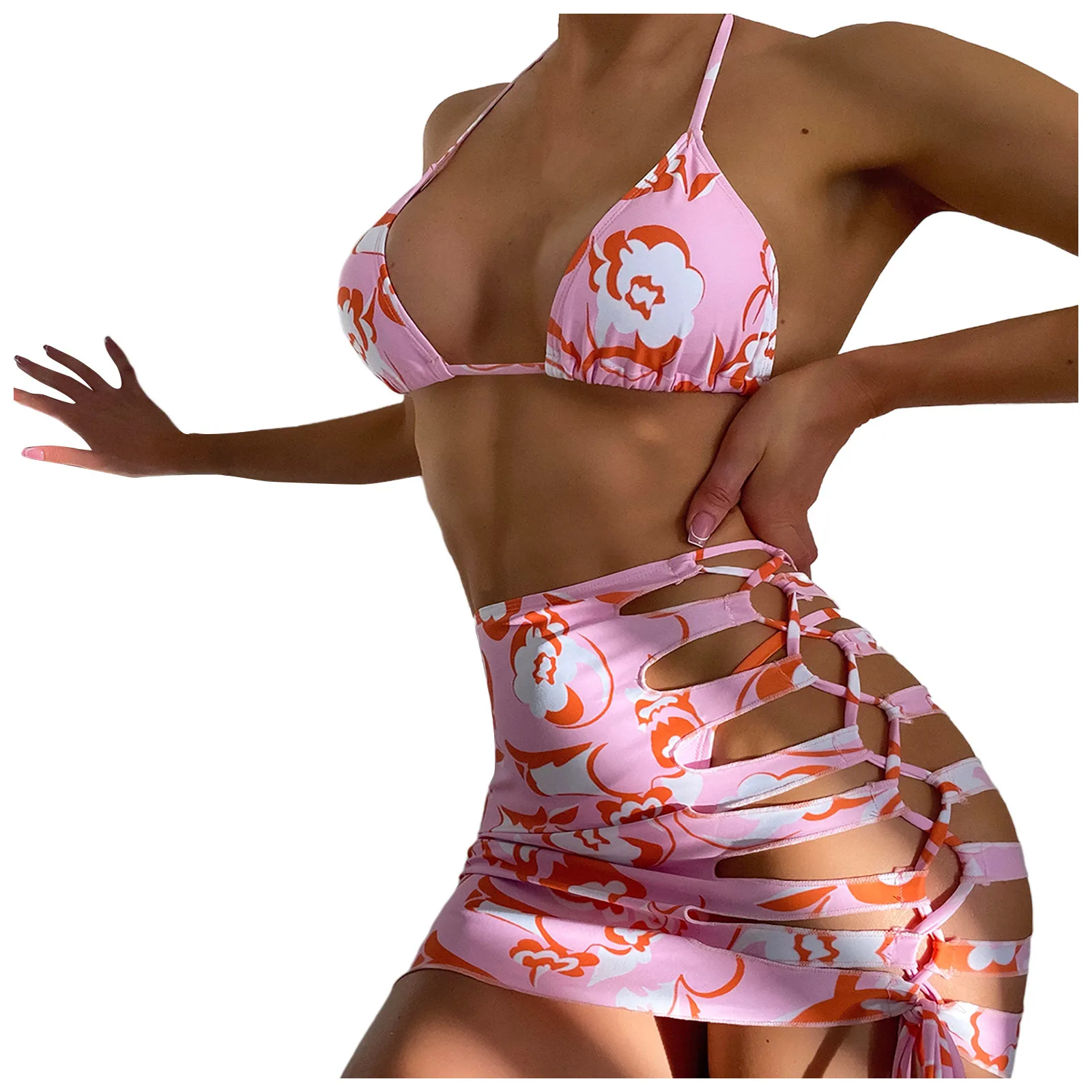 Комплект бикини с принтом Женский пикантная пляжная одежда чашками пуш-ап
