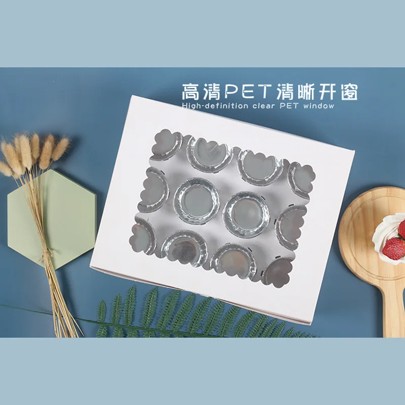 

Cupcake box container 2 4 6 12 mousse pastry translucent baking package custom muffin box Cupcake box package