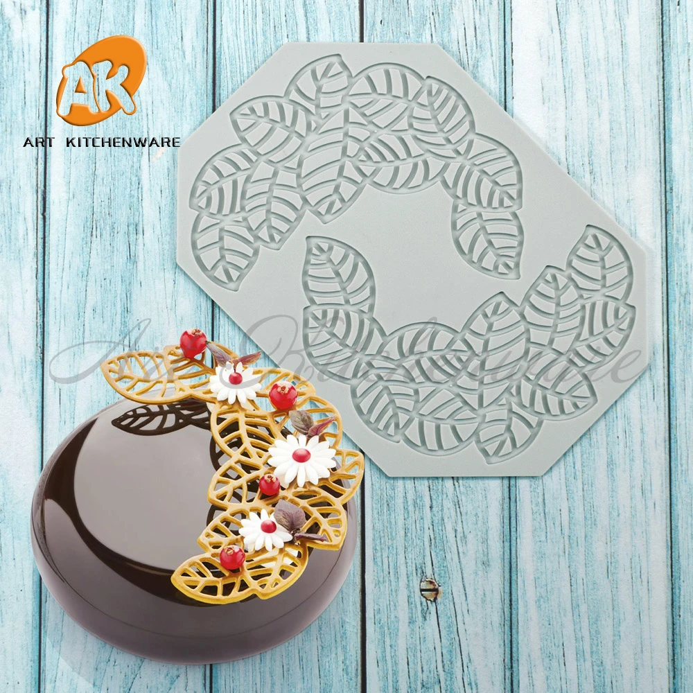 

Arc Leaves Stitching Design Sugarcraft Silicone Pad Chocolate Fondant Cake Molds DIY Dessert Decorating Moulds