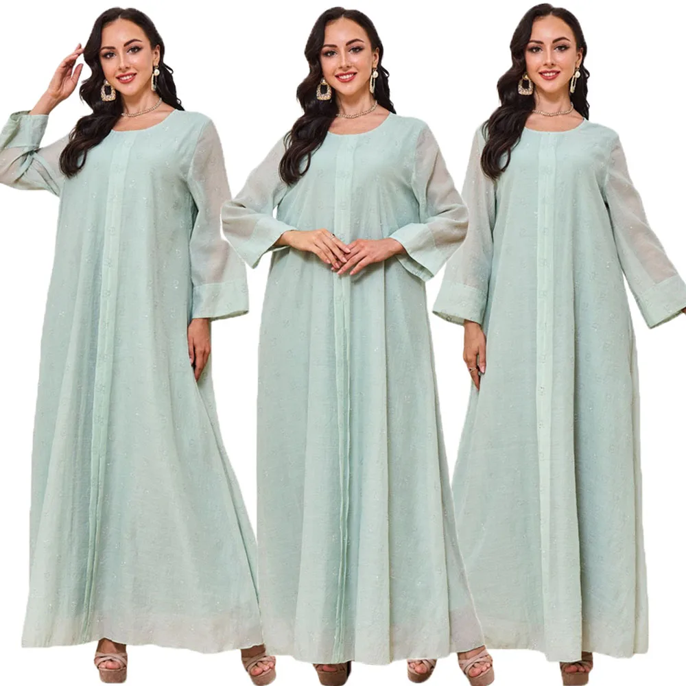 

Сетчатое блестящее платье-абайя для женщин, осень 2023, Средний Восток, арабский Оман, Дубай, мусульманский марокканский кафтан, яркая одежда