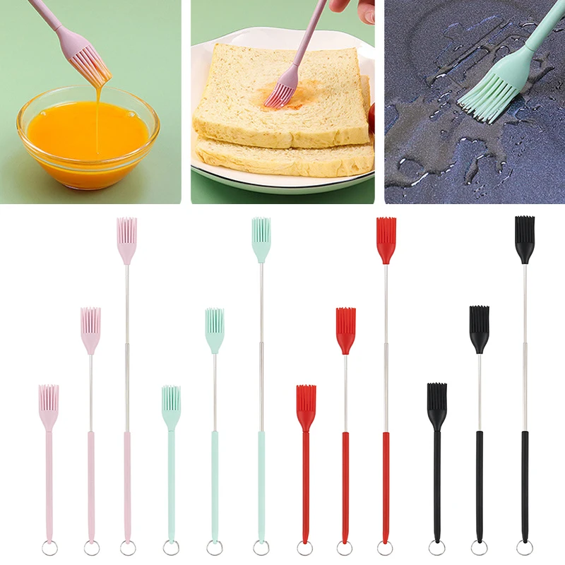 

1set Mini Silicone Telescoping Scratch Brush Jars Butter Cream Easy To Use Small Jar Spatula Silicone Brush Kitchen Supplies