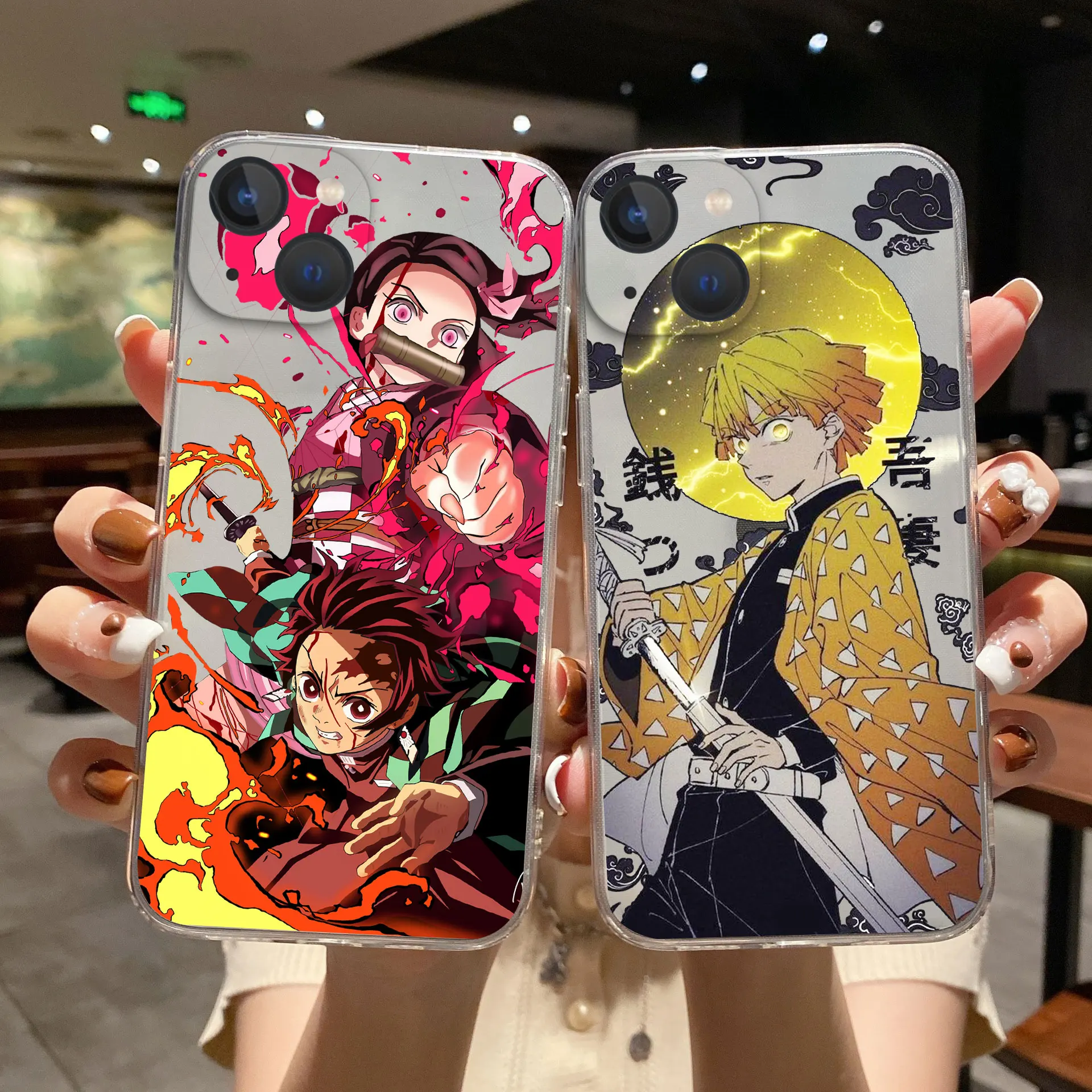 

Anime Kimetsu No Yaiba Demon Slayer Phone Cover For iPhone 11 12 13 14 Pro Max X XR XSMax 7 14 Plus Clear Soft Silicone TPU Case