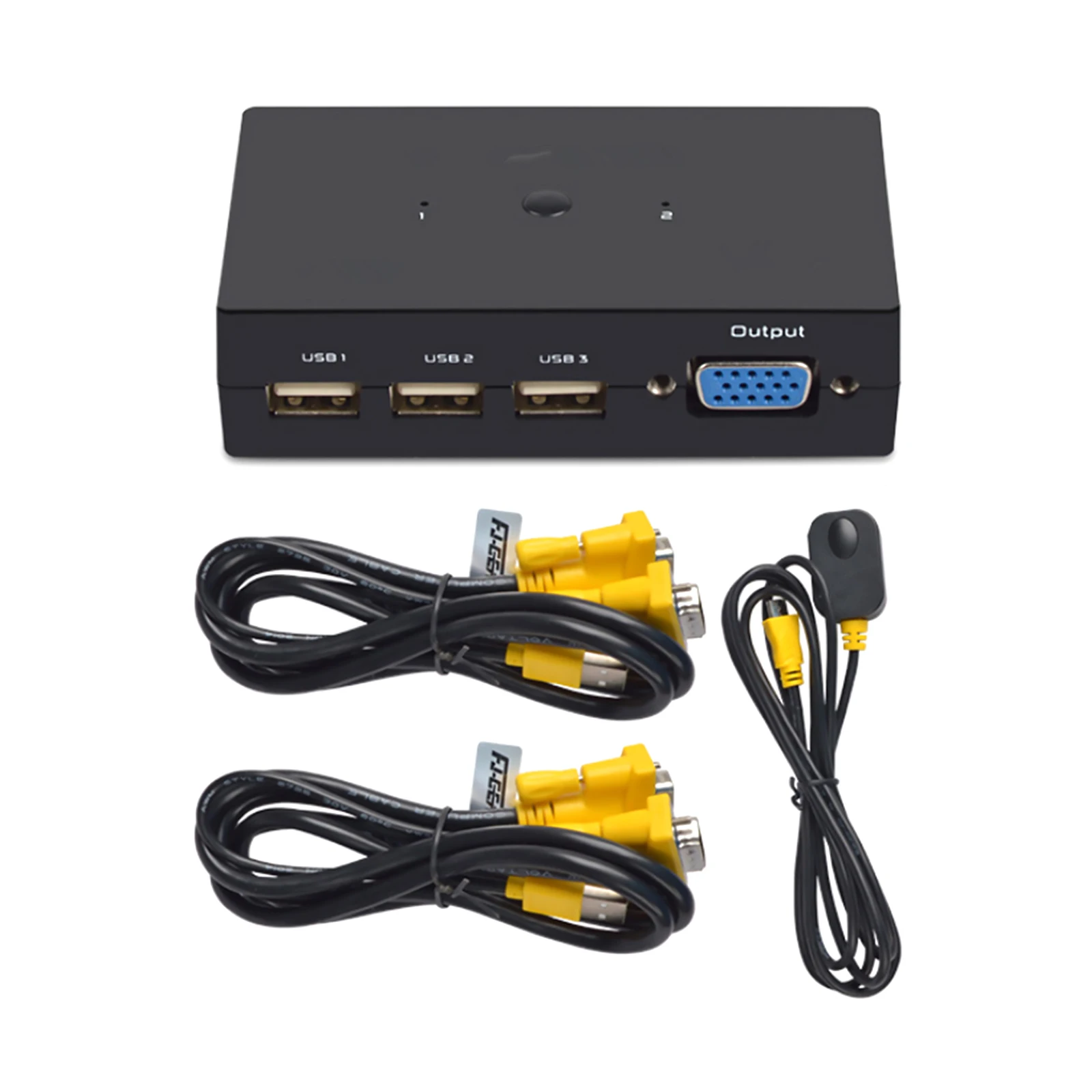 KVM-переключатель VGA 2 в 1, 3 порта USB 1920*1080, KVM-переключатель VGA с настольным контроллером для клавиатуры, мыши, монитора, адаптер