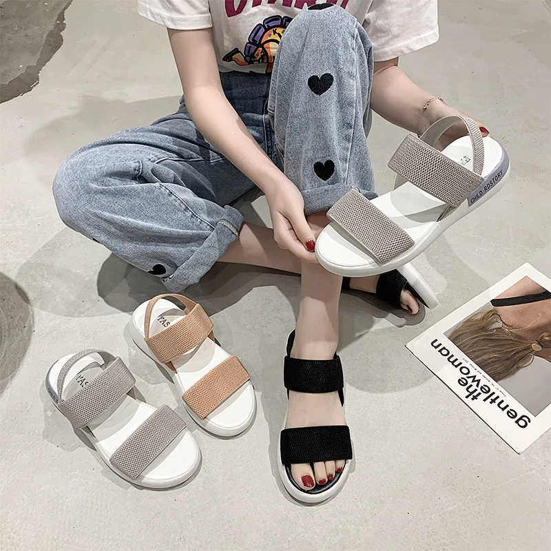 

Comfortable Summer New Style Women's Sandals Stretch Textile Stitching Sandals Casual Outdoor Beach Shoes Womens Sandals