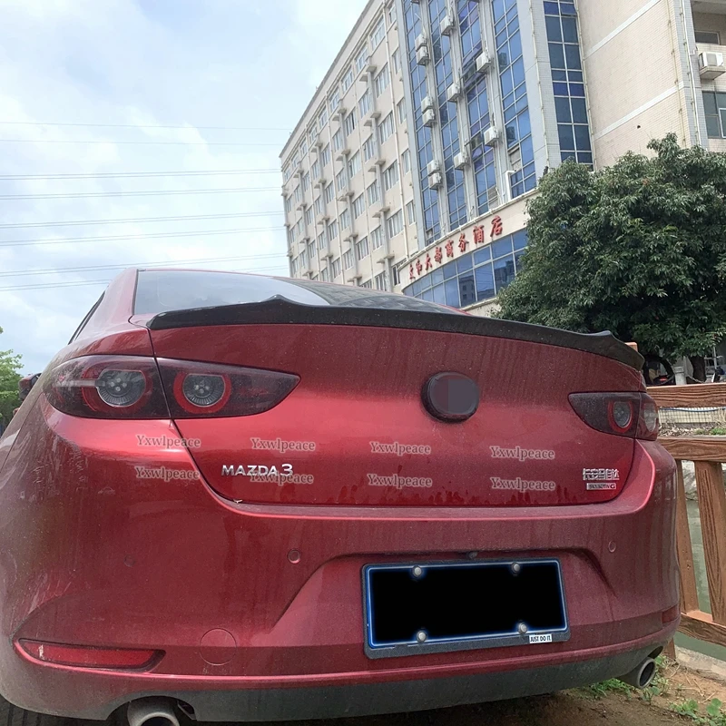 Спойлер для Mazda3 Axela 2019 2020 2021 блеск из АБС-пластика черный/углеродное волокно вид