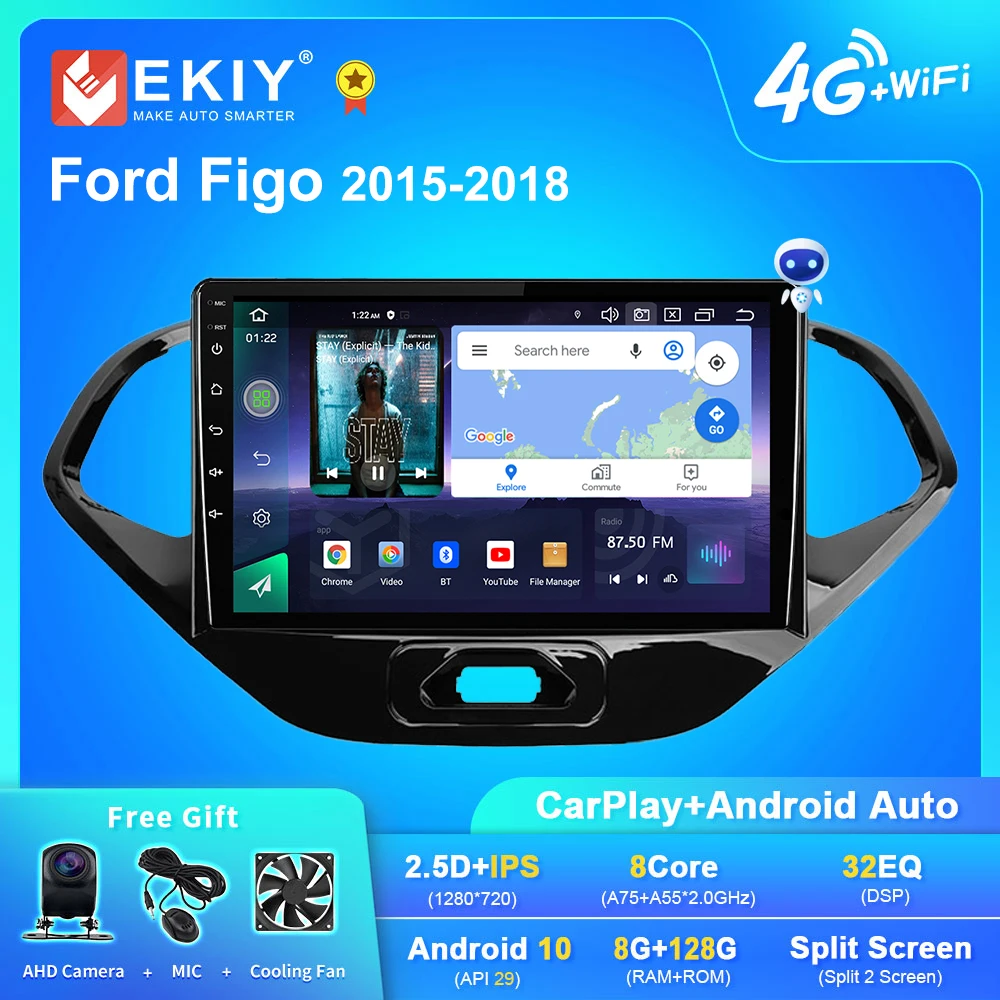 

EKIY Q7 Автомагнитола для Ford Figo 2015-2018 Android 10 Авторадио ADAS мультиметр плеер 1280*720 DSP Carplay GPS Navi No 2din HU