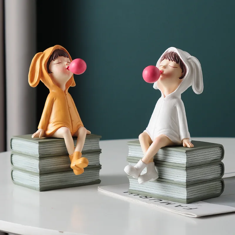 

Cartoon Statue Resin Girl Home Decorations Children's Room Bookcase Desk Decoration Girls Birthday Gift Living Room Room