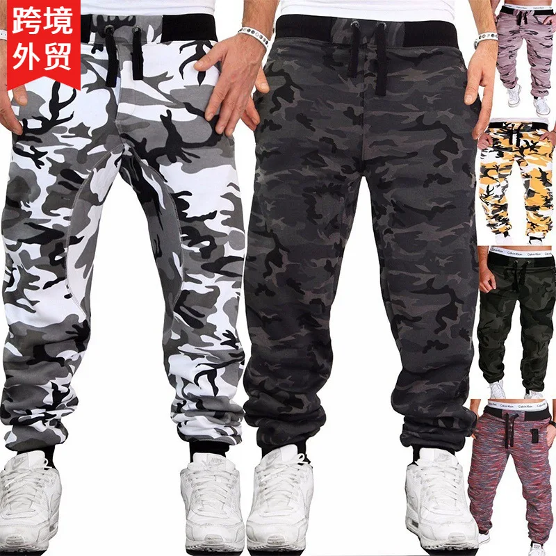 

2022 New Spring Men's Loose Casual Slow Running Casual Pants Elastic Elastic Mid-Waist Camouflage Closed Toe Streetwear Men