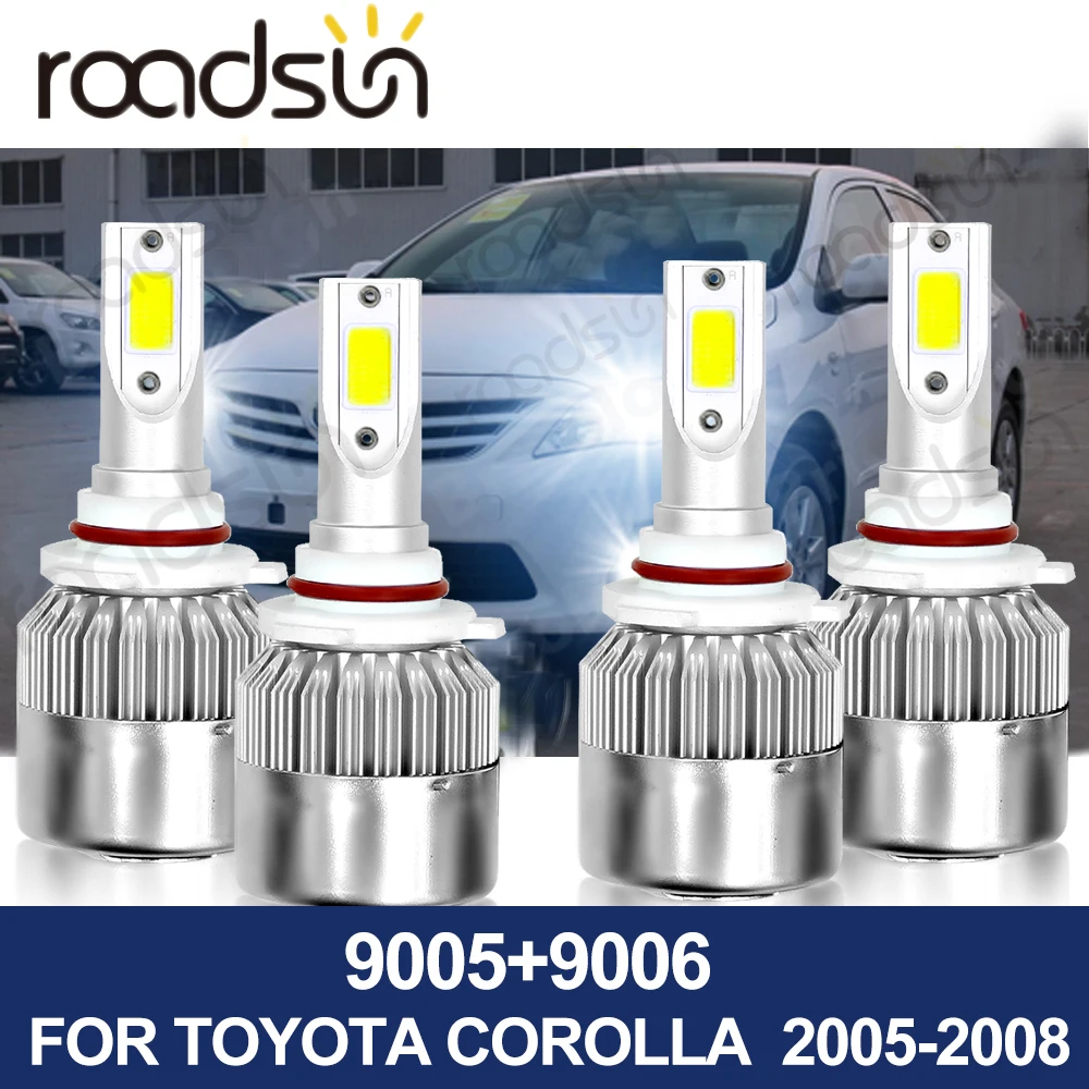 

Roadsun 9005 Автомобильная фара 9006 лм 70 Вт HB3 6000 HB4 автомобильная светодиодная лампа COB Чип 2005 K белый дальний и ближний свет для Toyota Corolla 2008-