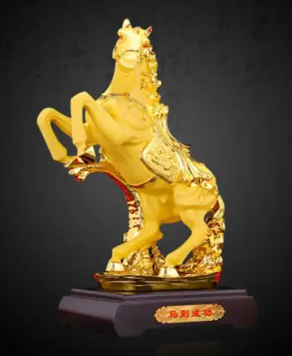 

Sand gold resin artwork When you get rich get successful Zodiac horse office desktop decoration luxury Animal Sculpture statue