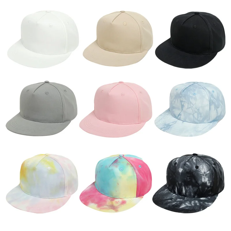 Blotona Children Hip-Hop Hats Kids Boys Girls Solid Color/Tie-Dye Baseball Caps Toddler Outdoor Flat Brim Trend Hats