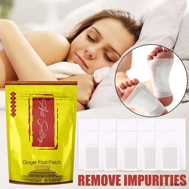 

10Pcs Foot Patch Ginger Wormwood Foot Patch Anti-Swelling Detox Relief Stress Pain Pads Detox Sleep Slimming Pads