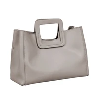 tote light gray womens handbag fashion solid color shoulder bag genuine leather large capacity