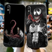 marvel venom phone case for xiaomi redmi 7 8 9 9a 9c 9t note 9 9t 9s 10 10 pro 10s black carcasa liquid silicon soft back