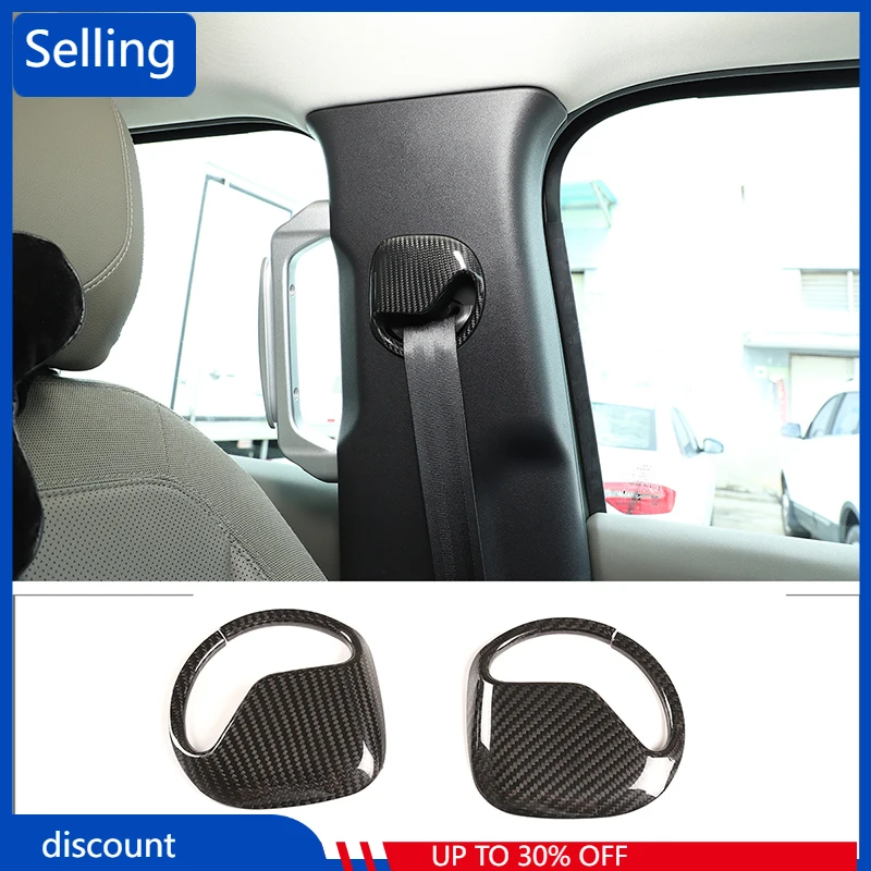 

Real Carbon Fiber Car Front Row Seat Belt Decorative Cover Stickers for Land Rover Defender 110 2020-2022 Car Accessories fast