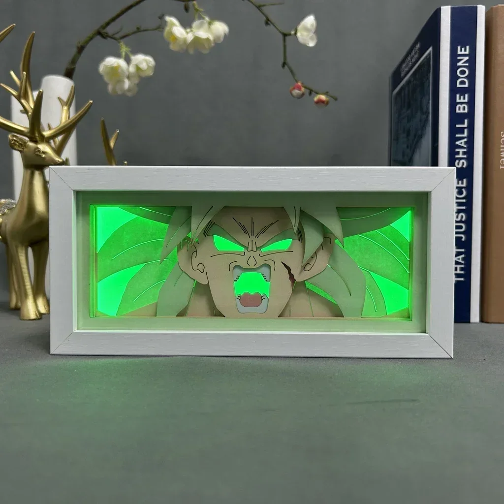 Аниме Dragon Ball Z Лампа для резьбы по бумаге Son Goku Kakarotto Vegeta Фигурка 3D Светодиодный