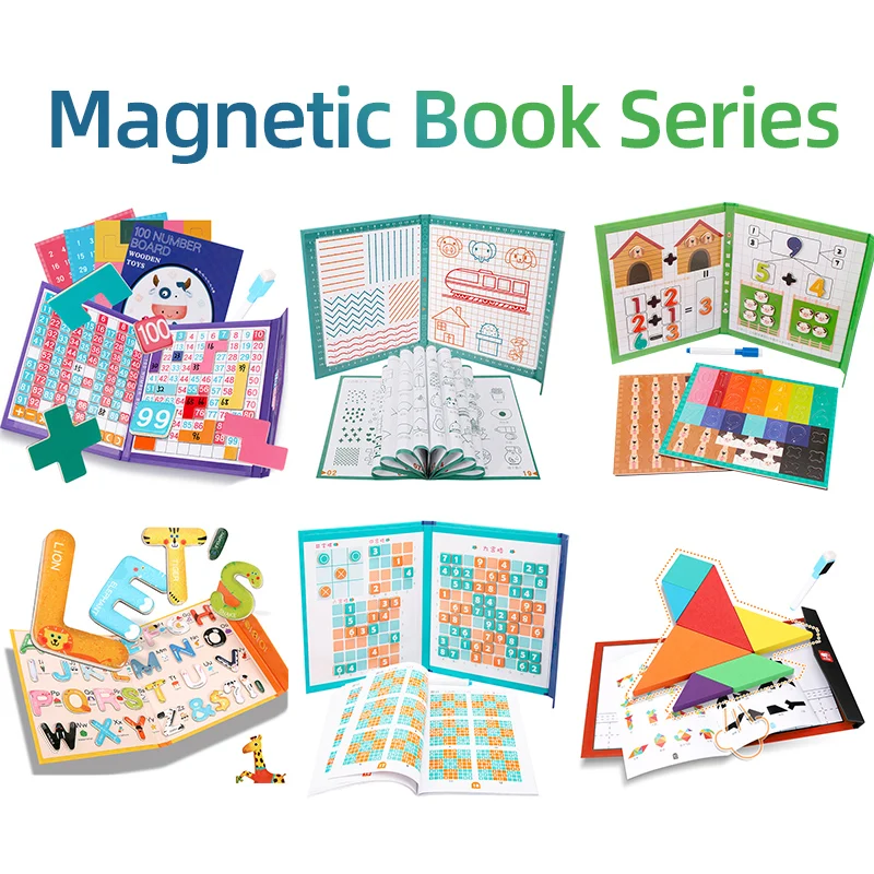 

WEMMICKS Montessori Magnetic Book Series Tangram Sudoku Game Number Letter Cognition Kids Early Learning Math Arithmetic Toys
