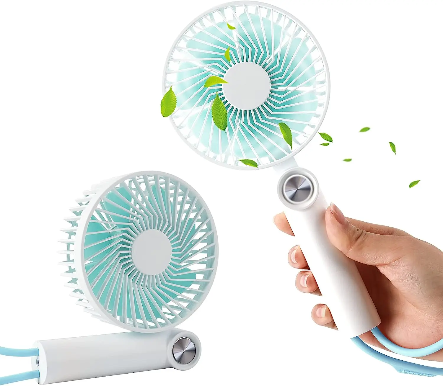 

Ventilador de mano portátil con USB, mini ventilador con 2000 mAh plegable, funciona con pilas y 3 velocidades, velocidad ajust