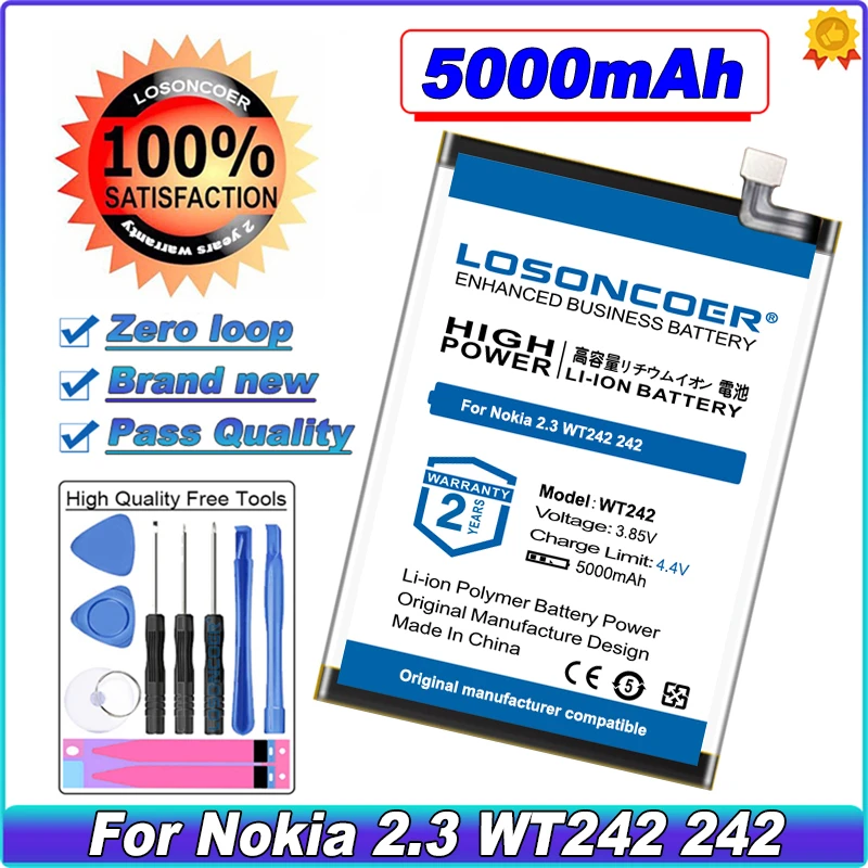 

LOSONCOER 5000mAh WT242 аккумулятор для Nokia 2,3 WT242 242 мобильный телефон