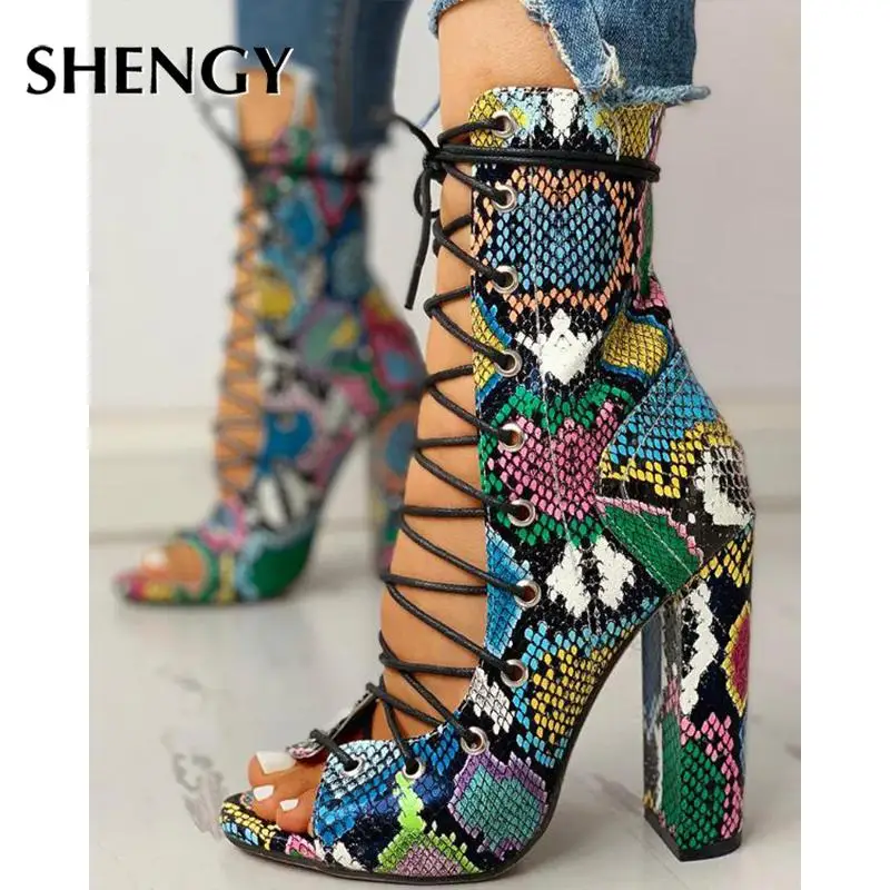 

Serpentine Platform High Heels Fashion Peep Toe Sandals Lace Up Gladiator Ladies Pumps Nightclub Party Wedding Women Shoes 2023