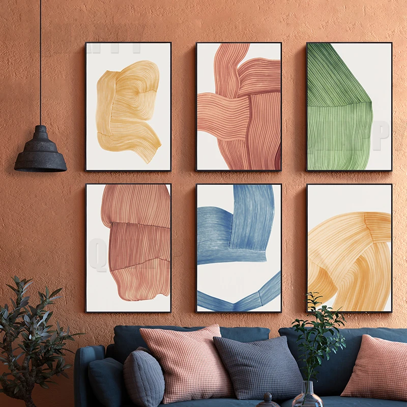 

Abstract Colored Lines Wall Art Canvas Painting Modern Picture Minimalist Print Nordic Poster For Livingroom Porch Home Decor