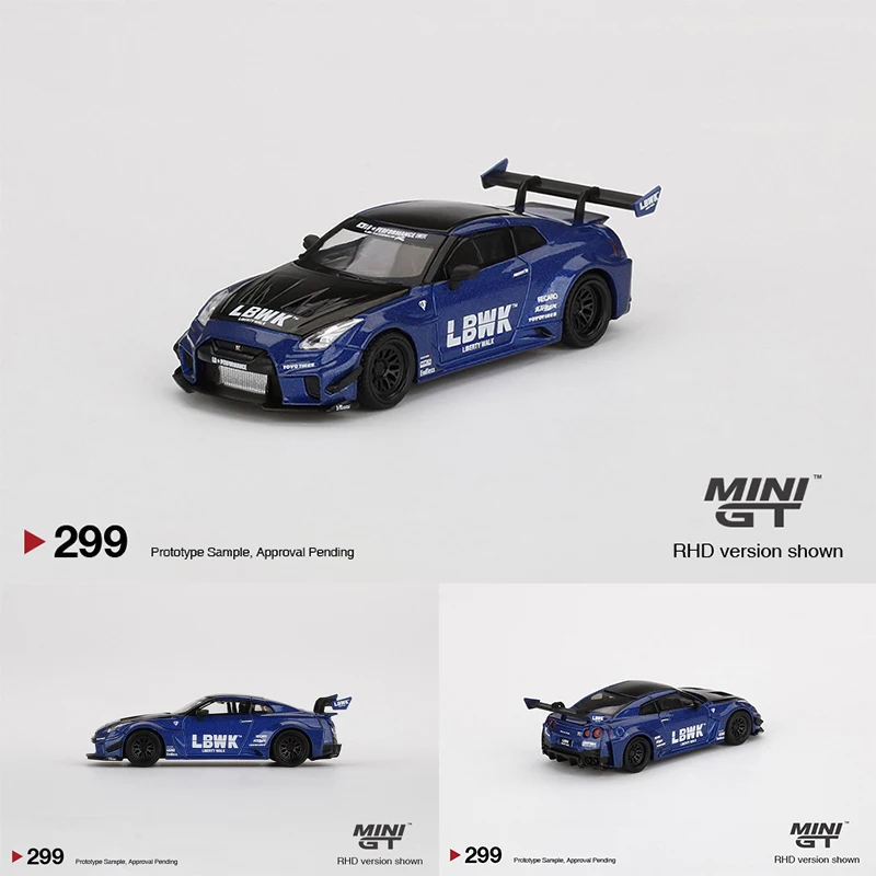 

MINI GT 1:64 LB Silhouette WORKS LBWK GTR R35 Blue Alloy Diorama Car Model Collection Miniature Carros Toys 299