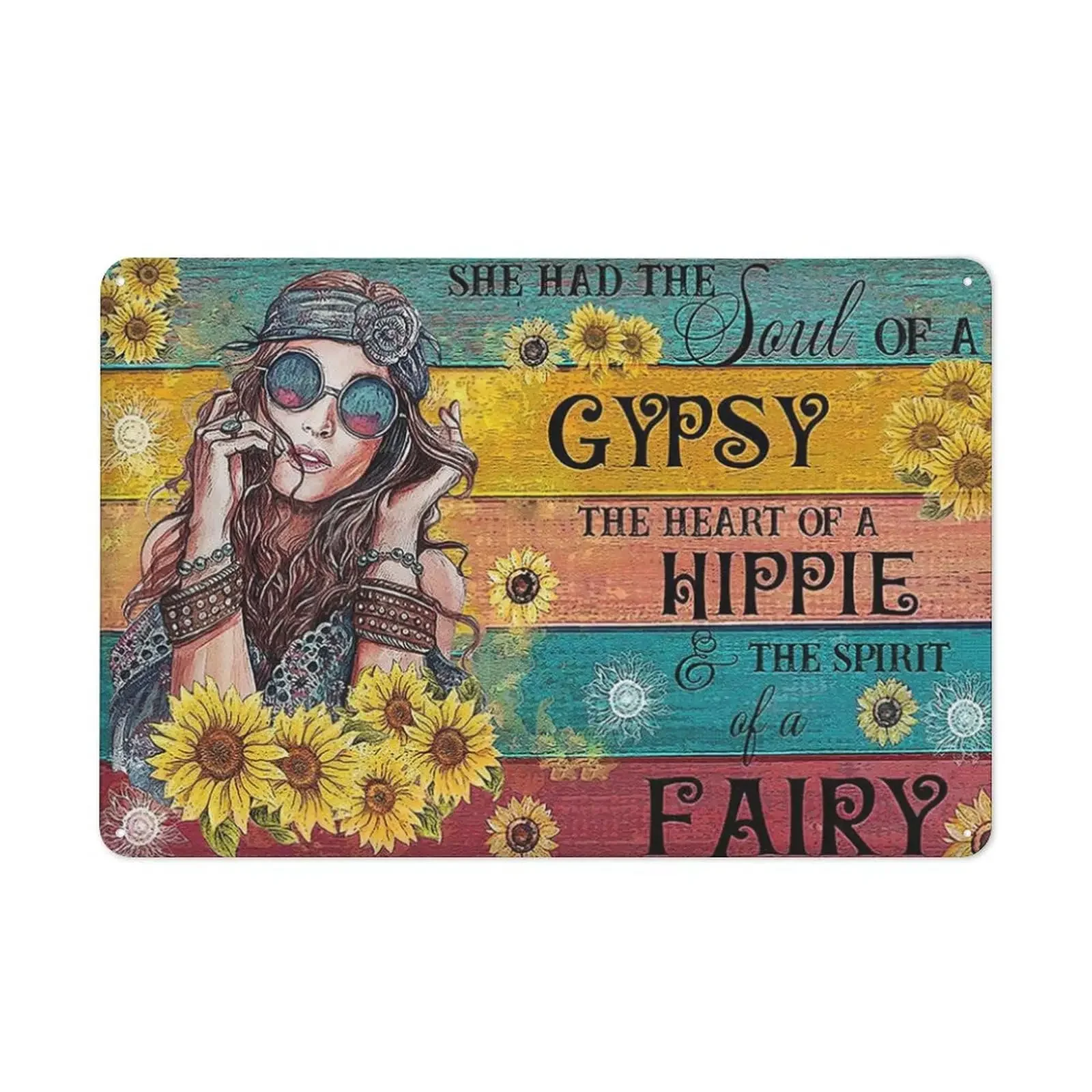Mocozim металлический жестяной ретро-у нее была душа цыганского сердца хиппи дух Феи