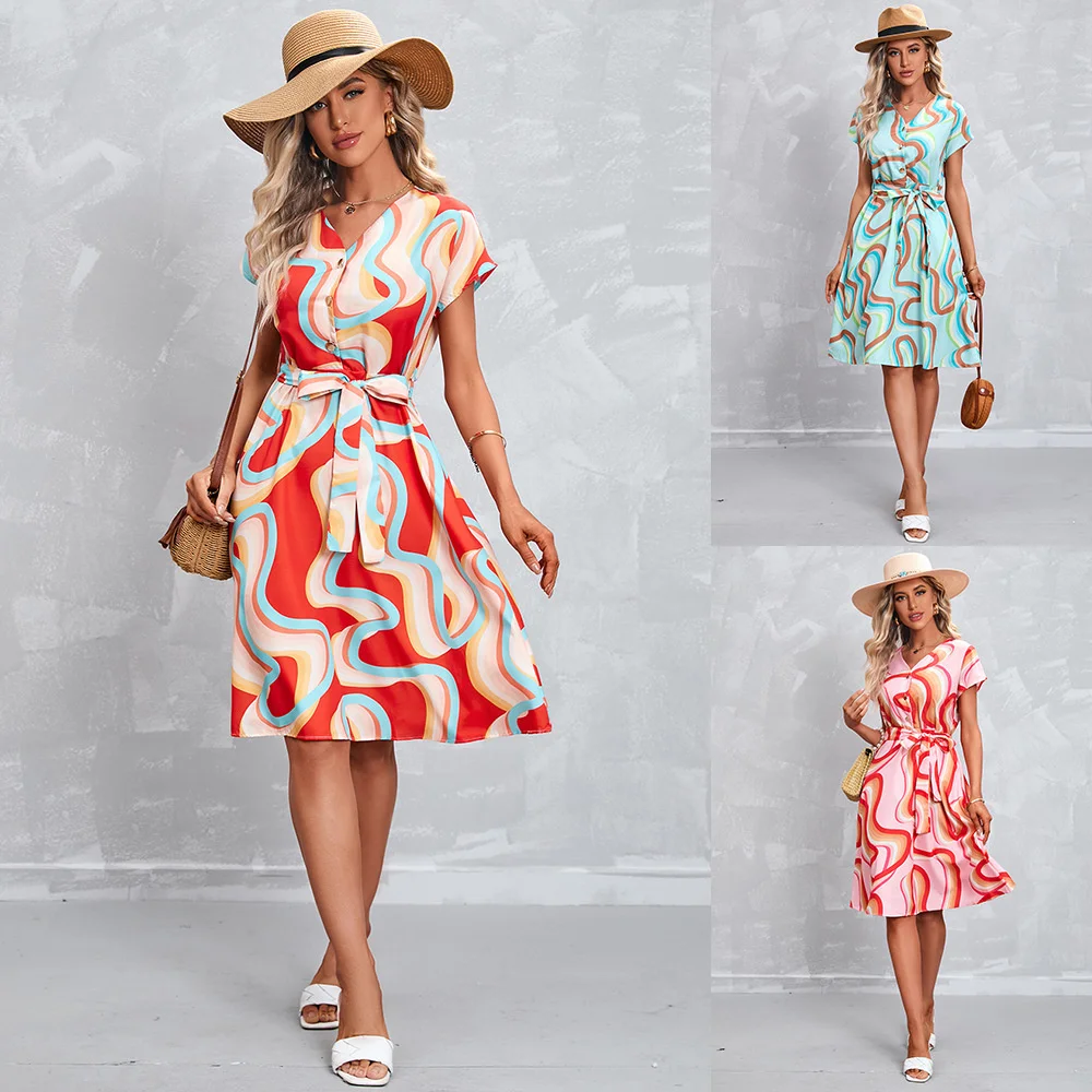 

Women's new summer printed short sleeved autumn dress elegant for women 2022 for teenage girls befree