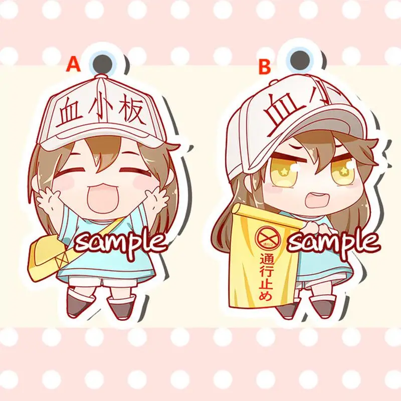 

Anime Keychain Hataraku Saibou Cells At Work platelet Acrylic Keyring Strap Figure Hanging Accessories 6cm
