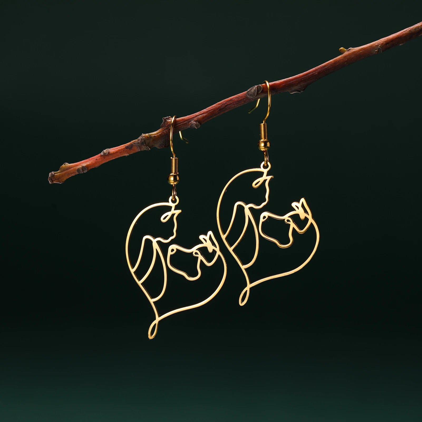 Серьги-подвески Cazador для женщин ювелирные изделия из нержавеющей стали с лицом