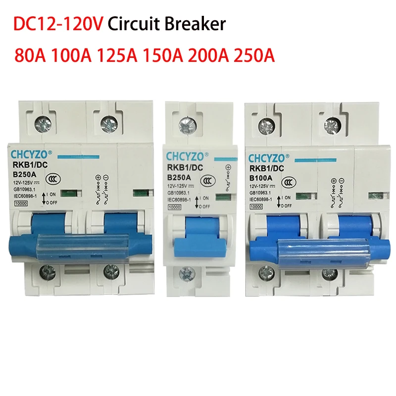 

1P 2P DC Circuit Breaker 12V 24V 36V 48V 96V 120V DC Breaker Solar Mini Circuit Breaker 100A 150A 200A 250A Isolator Breaker