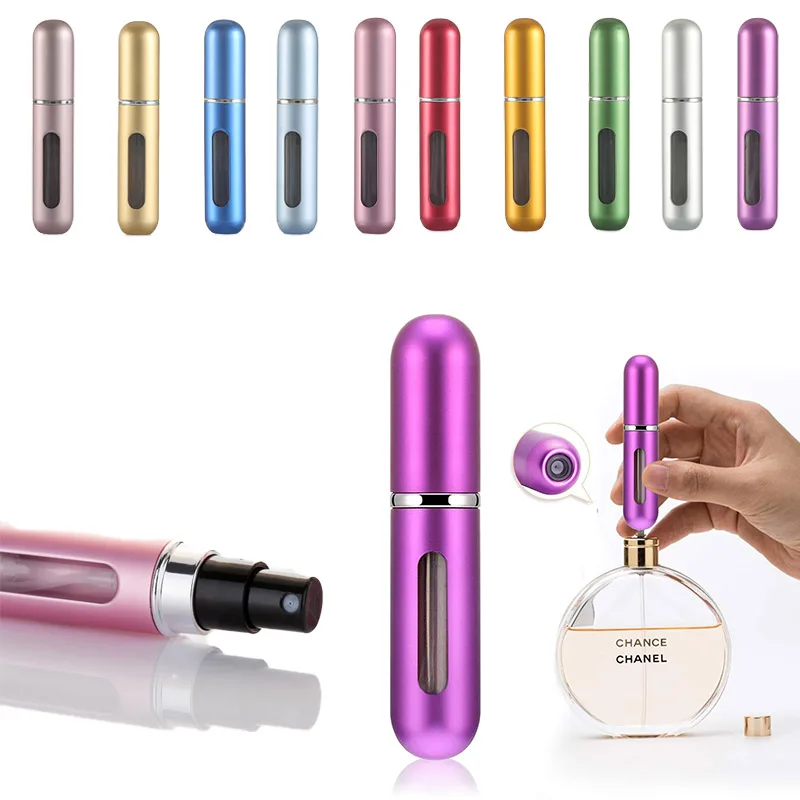 

5PCS Refillable Perfume Spray Bottle Mini Aluminum Glass Spray Perfume Atomizer Bottles Portable Cosmetics Container for Travel