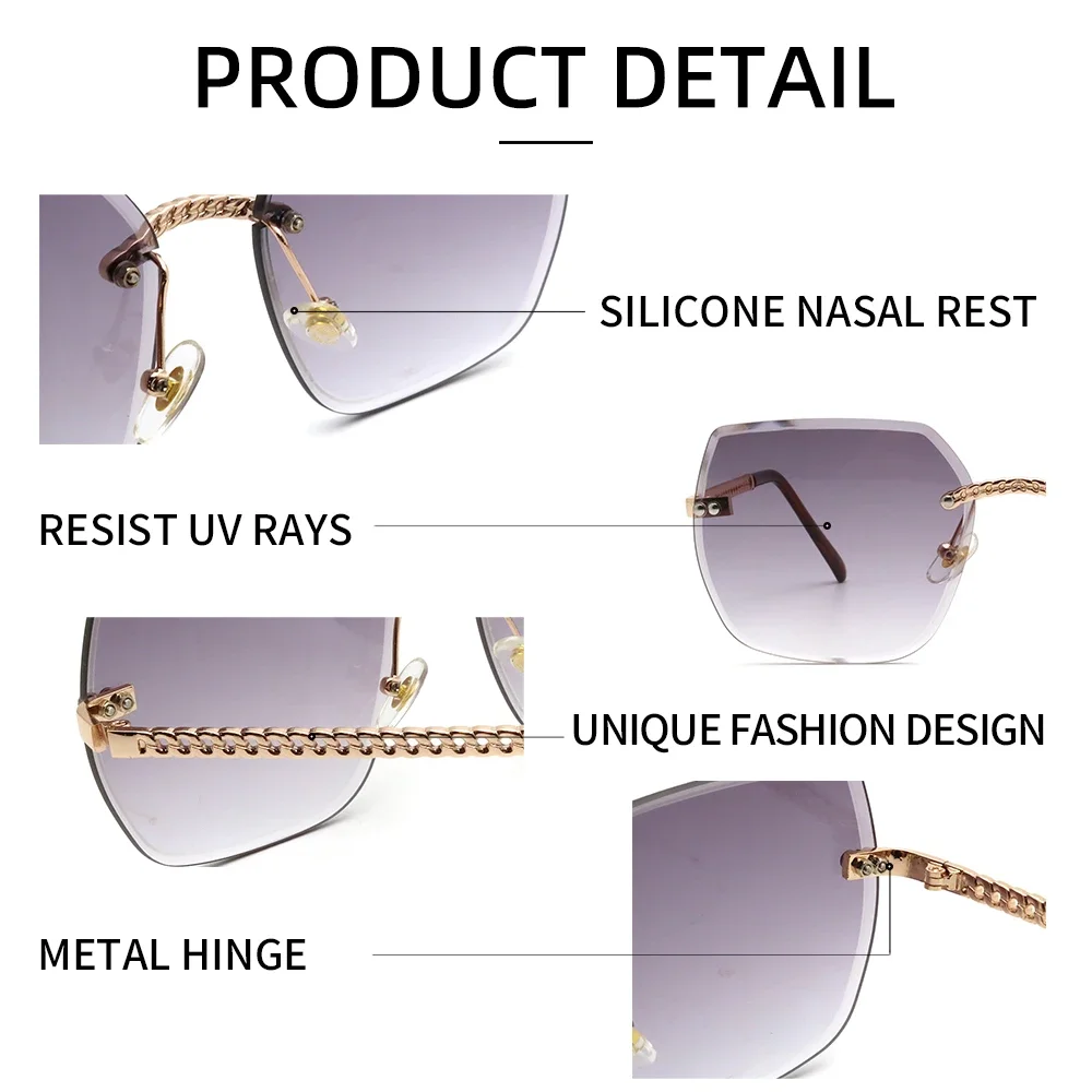 Очки солнцезащитные женские оверсайз без оправы UV400