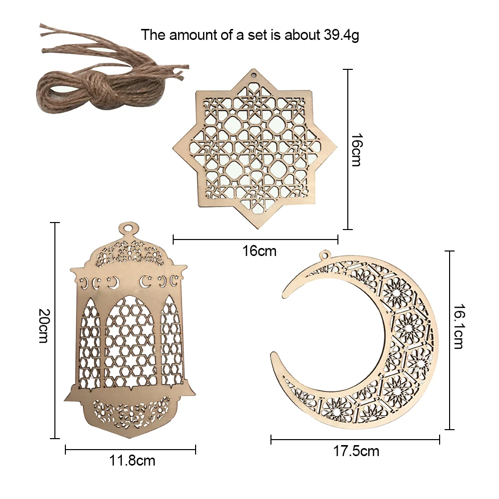 3 шт./компл. деревянные украшения Eid al-Fitr настольные подвесные Mubarak Craft Moon для