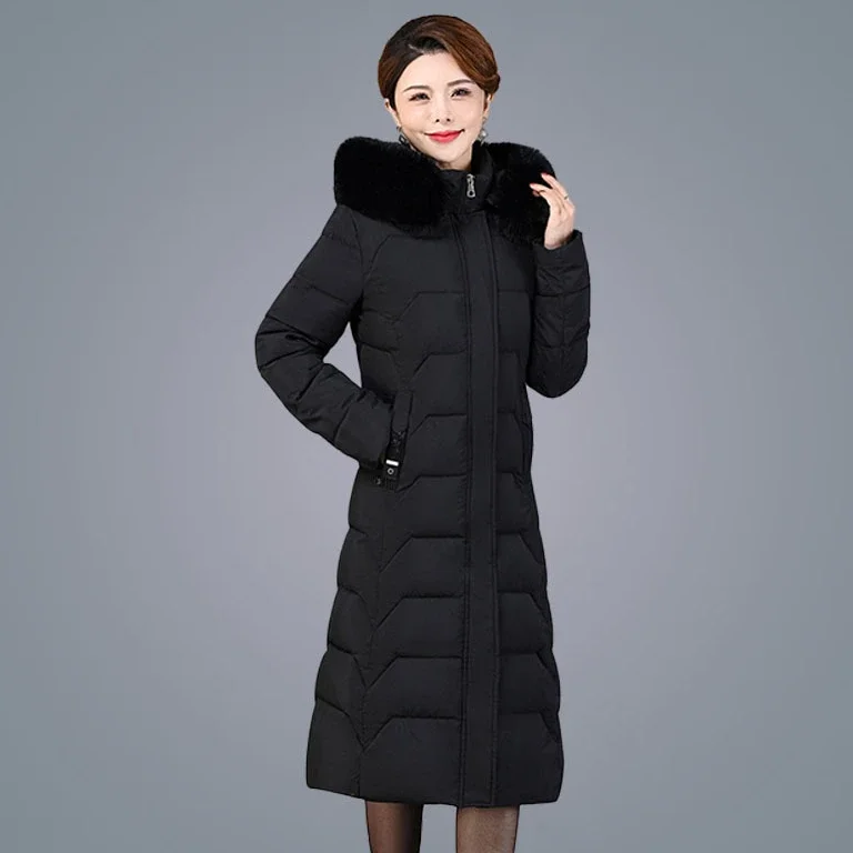 Женское зимнее тонкое пальто выше колена парки с хлопковой подкладкой верхняя