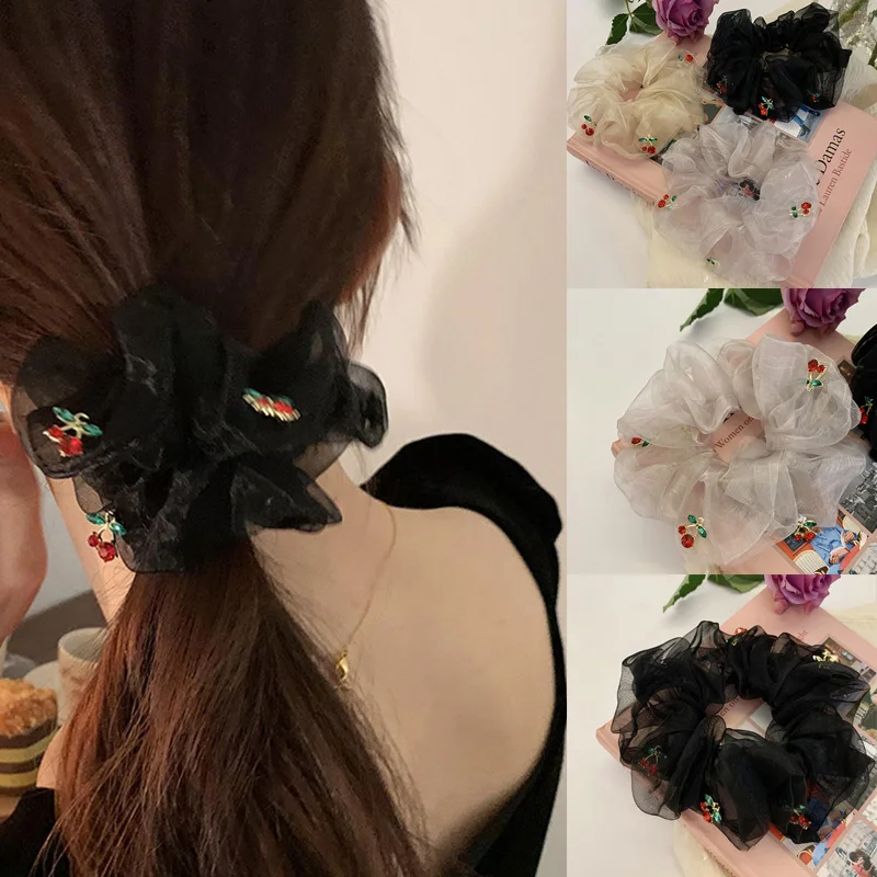 

Woman Girls Cherry Scrunchies Women Lovely Elastic Hairband Hair Ties Rope Gum Hair Accessories Headwear Ponytail Holders