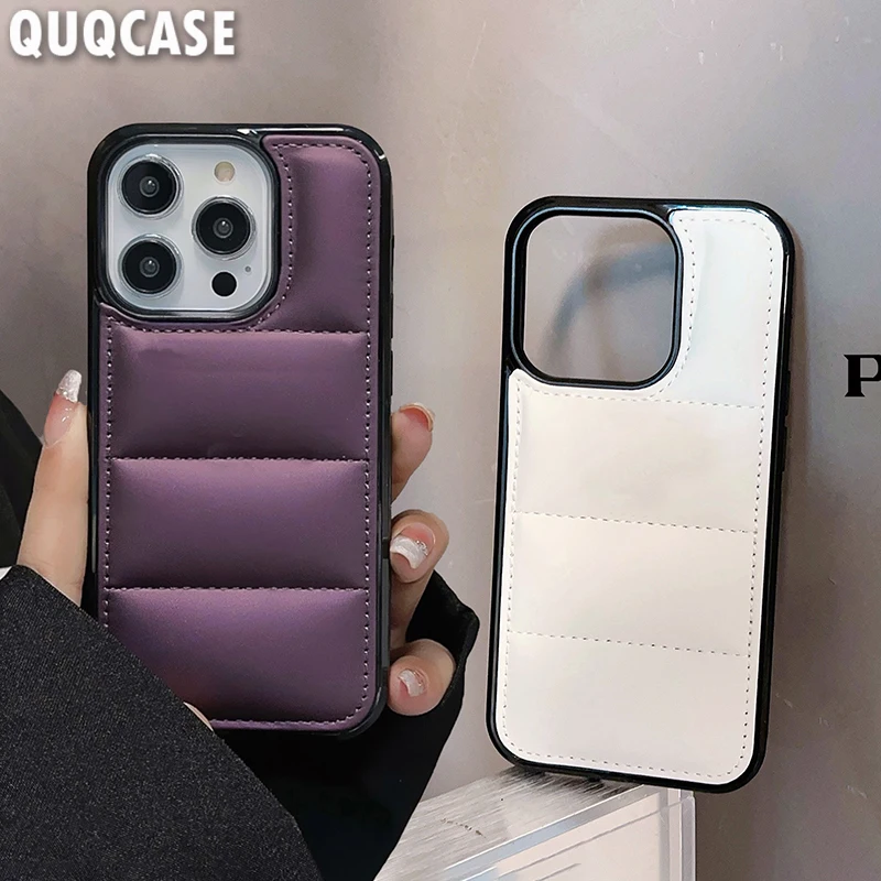 Чехол-пуховик для iPhone 14 15 Pro Max i Phone 13 11 12 Promax 7 8 Plus XS XR X SE 2020 силиконовая задняя